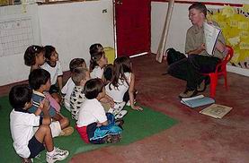 Paul with students on Santa Cruz